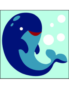 Kit canevas : 20x20 cm, Baleine