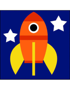 Kit canevas : 20x20 cm, Fusée