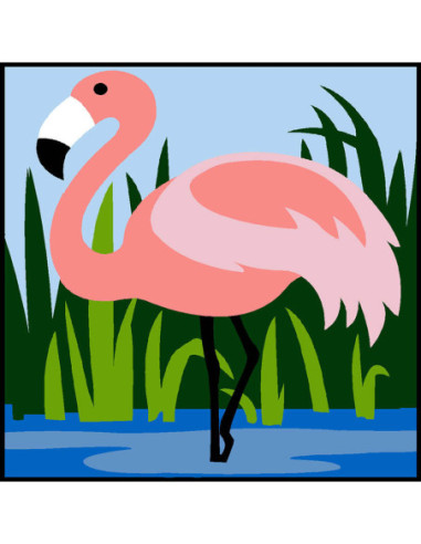 Kit canevas : 20x20 cm, N18 - flamant rose -  kit soudan