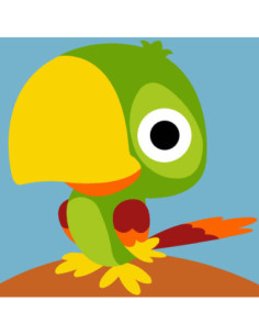Kit canevas : 20x20 cm, N19 - perroquet vert -  kit soudan