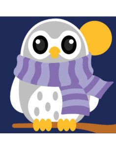 Kit canevas : 20x20 cm, N23 - chouette des neiges