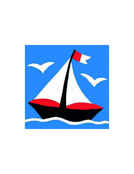 Kit canevas : 20x20 cm, Petit bateau