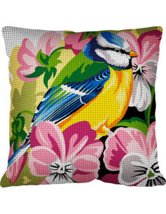 Kit coussin : 50x50 : N18 - mésange bleue kit - coussin 2