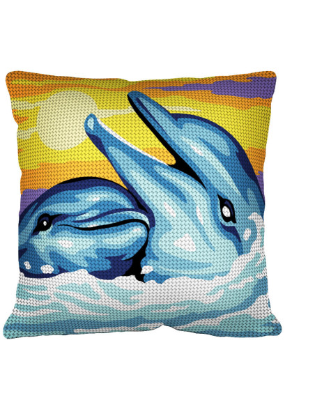 Kit coussin : 50x50 : N20 -dauphins- coussin