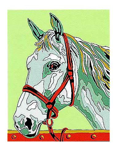 Kit canevas : 20x25 cm, Cheval : blanc