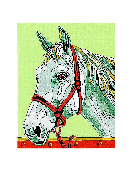 Kit canevas : 20x25 cm, Cheval : blanc