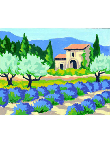 Kit canevas : 20x25 cm, Lavandes