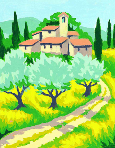 Kit canevas : 20x25 cm, Olivier