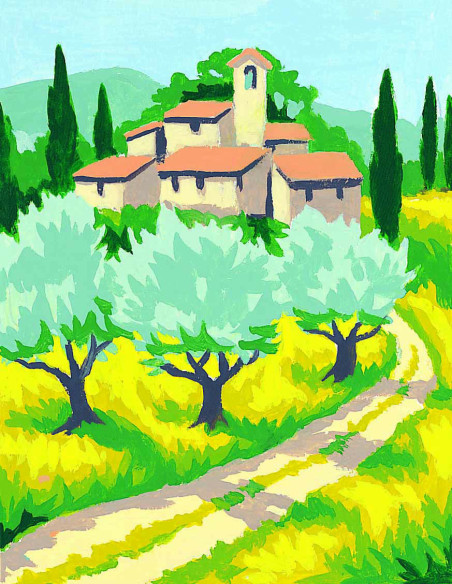 Kit canevas : 20x25 cm, Olivier