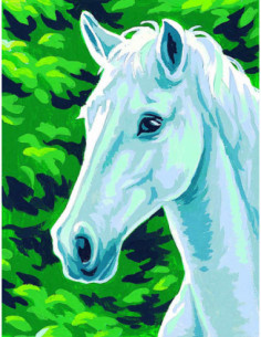 Kit canevas : 20x25 cm, Cheval blanc