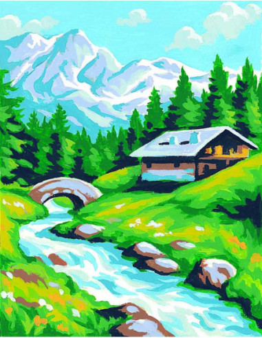 Kit canevas : 20x25 cm, Montagne