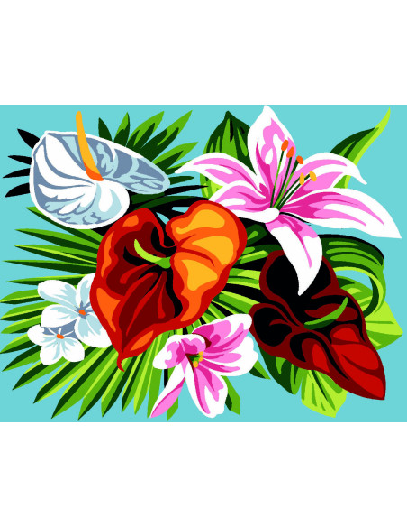 Kit canevas : 20x25 cm, blanc : Exotique