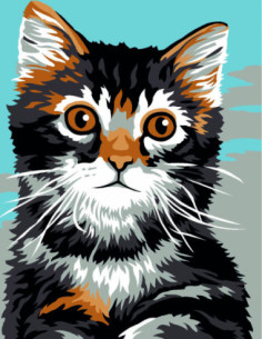 Kit canevas : 20x25 cm, blanc : Chaton