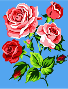 Kit canevas : 20x25 cm, blanc : Rose