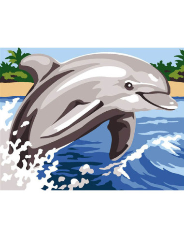 Kit canevas : 20x25 cm, blanc : Dauphin