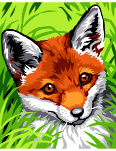 Kit canevas : 20x25 cm, blanc : Renardeau