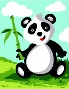 Kit canevas : 20x25 cm, blanc : Panda
