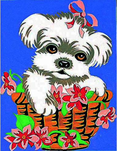 Kit canevas : 20x25 cm, Chiot