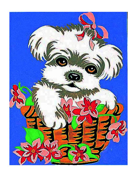 Kit canevas : 20x25 cm, Chiot