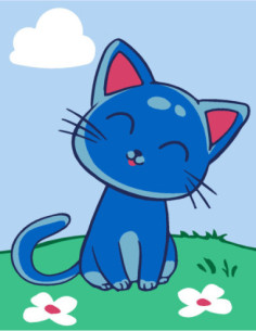 Kit canevas : 20x25 cm, N17-chat bleu
