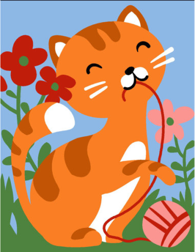 Kit canevas : 20x25 cm, N19 - chat roux  
