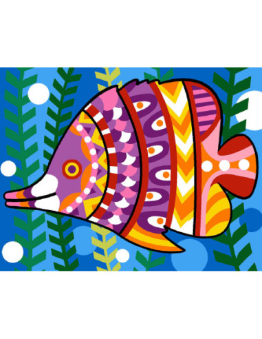 Kit canevas : 20x25 cm, N18 - fond marin