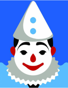 Kit canevas : 20x25 cm, N18 - clown blanc