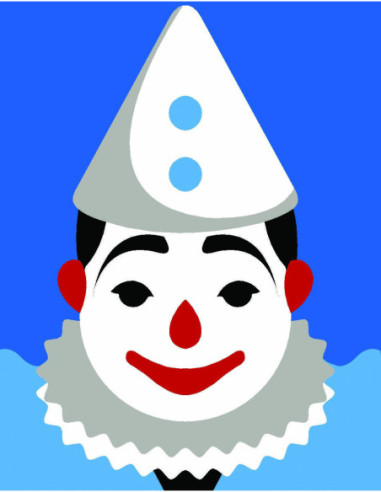 Kit canevas : 20x25 cm, N18 - clown blanc