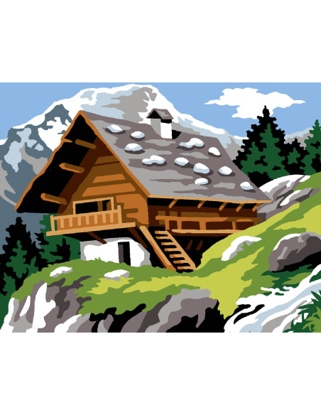 Kit canevas : 20x25 cm, N22 - kit le chalet