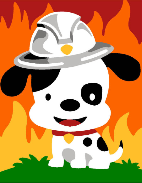 Kit canevas : 20x25 cm, N21 - chien pompier