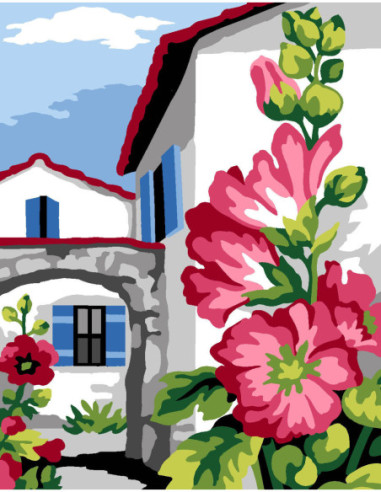 Kit canevas : 20x25 cm, N21 - trémières