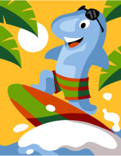 Kit canevas : 20x25 cm, N21 - dauphin surfer