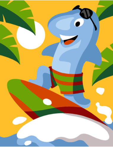 Kit canevas : 20x25 cm, N21 - dauphin surfer