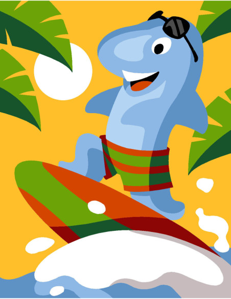 Kit canevas : 20x25 cm, N21 - dauphin surfer