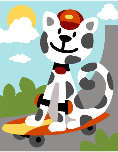 Kit canevas : 20x25 cm, N21 - cat skate