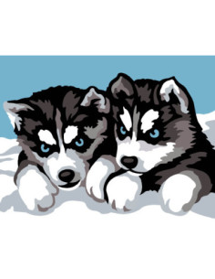 Kit canevas : 20x25 cm, N21 - les petits loups