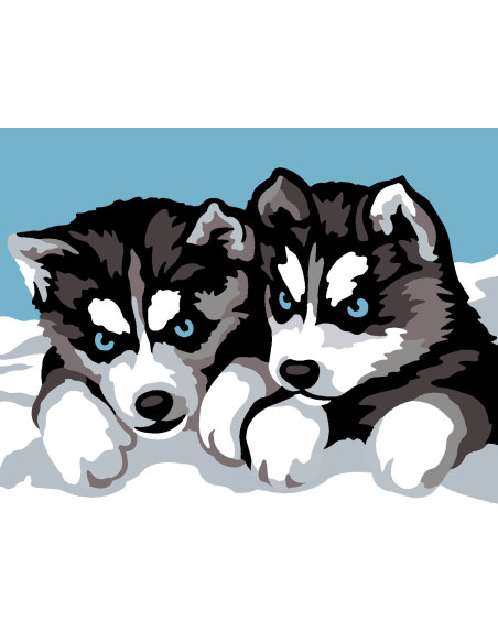 Kit canevas : 20x25 cm, N21 - les petits loups