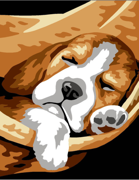 Kit canevas : 20x25 cm, N23 - repos canin