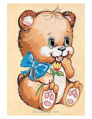 Kit canevas : 20x25 cm, Ourson