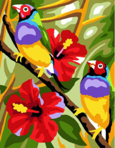 Kit canevas : 20x25 cm, Oiseaux