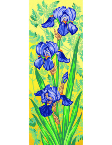 Canevas : 25x60 cm, Les iris mauves