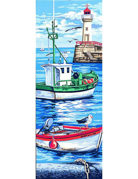 Canevas : 25x60 cm, Les bateaux