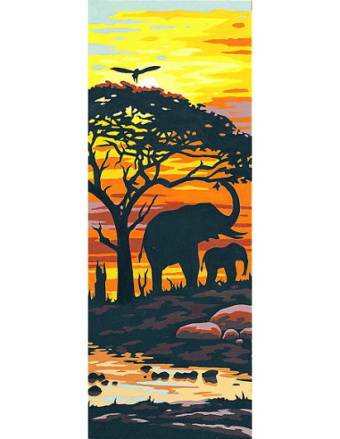 Canevas : 25x60 cm, Soleil sur la savane