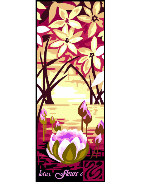 Canevas : 25x60 cm, Fleurs de lotus 2