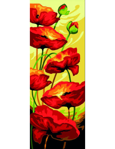 Canevas : 25x60 cm, Coquelicots au vent