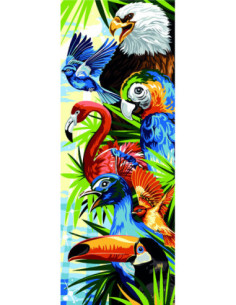 Canevas : 25x60 cm, Pelé mêle oiseaux