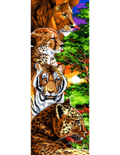 Canevas : 25x60 cm, Pelé mêle félins