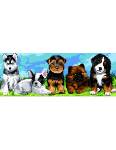 Canevas : 25x60 cm, Les chiots