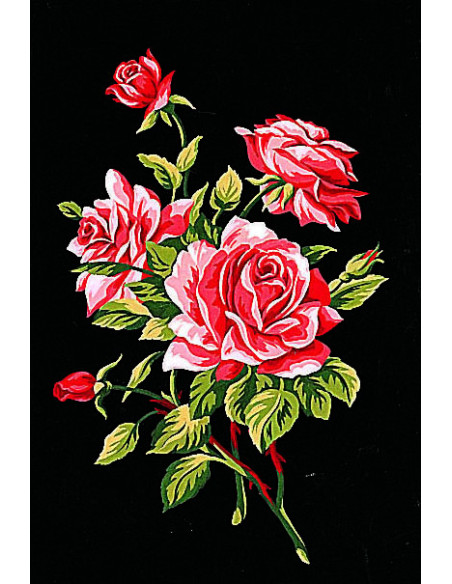 Canevas : 30x40 cm, Branche de roses