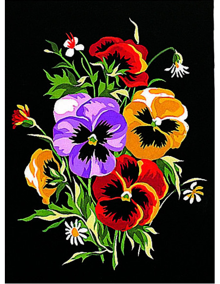 Canevas : 30x40 cm, Pensées